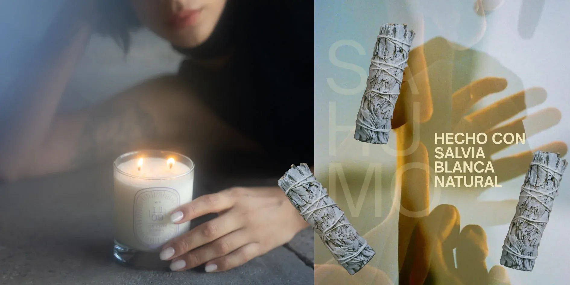 Vela aromática y sahumo de salvia blanca natural de 1109 Concept para armonizar espacios